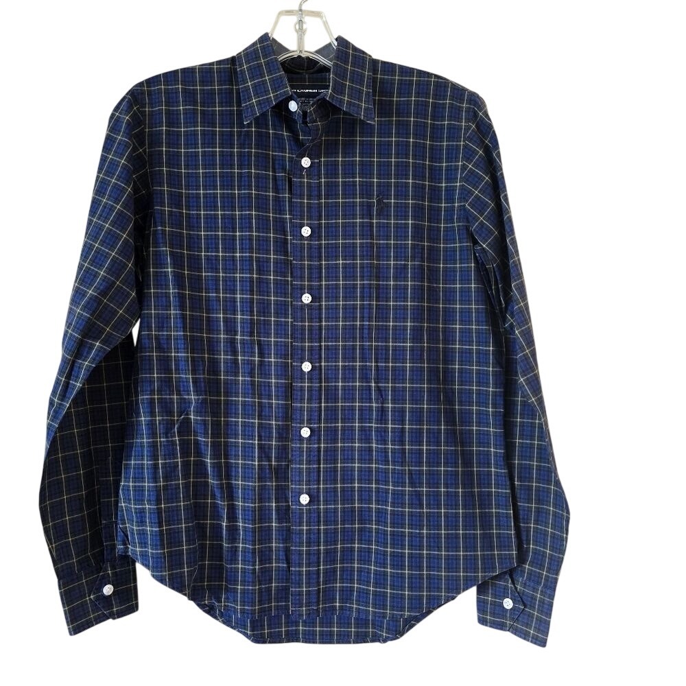 Ralph Lauren Sport kids long sleeve Shirt Size 8 Blue Plaid Button Up